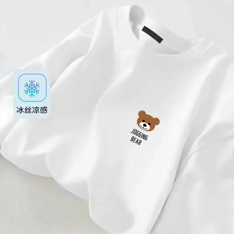 Men Ice Silk Crewneck T-Shirt Black - Image 17