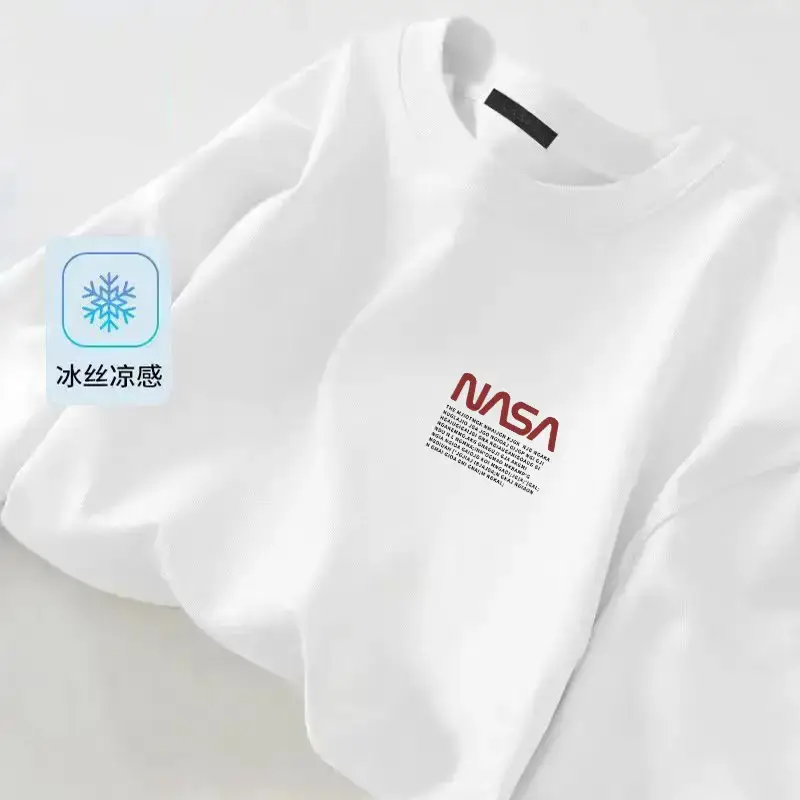 Men Ice Silk Crewneck T-Shirt Black - Image 2