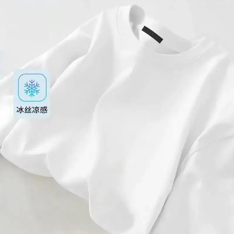 Men Ice Silk Crewneck T-Shirt Black - Image 23
