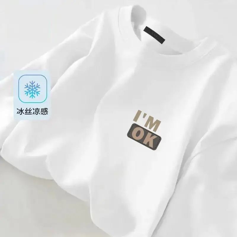 Men Ice Silk Crewneck T-Shirt Black - Image 3
