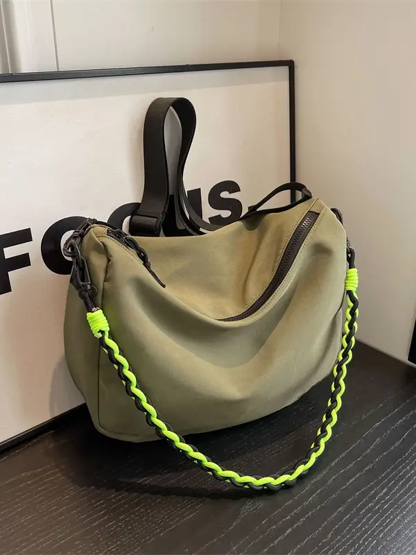 Black Neon Stitched Women's Shoulder Bag Large Capacity - Image 6