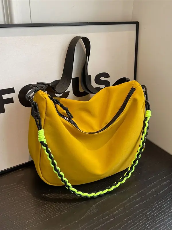 Black Neon Stitched Women's Shoulder Bag Large Capacity - Image 7