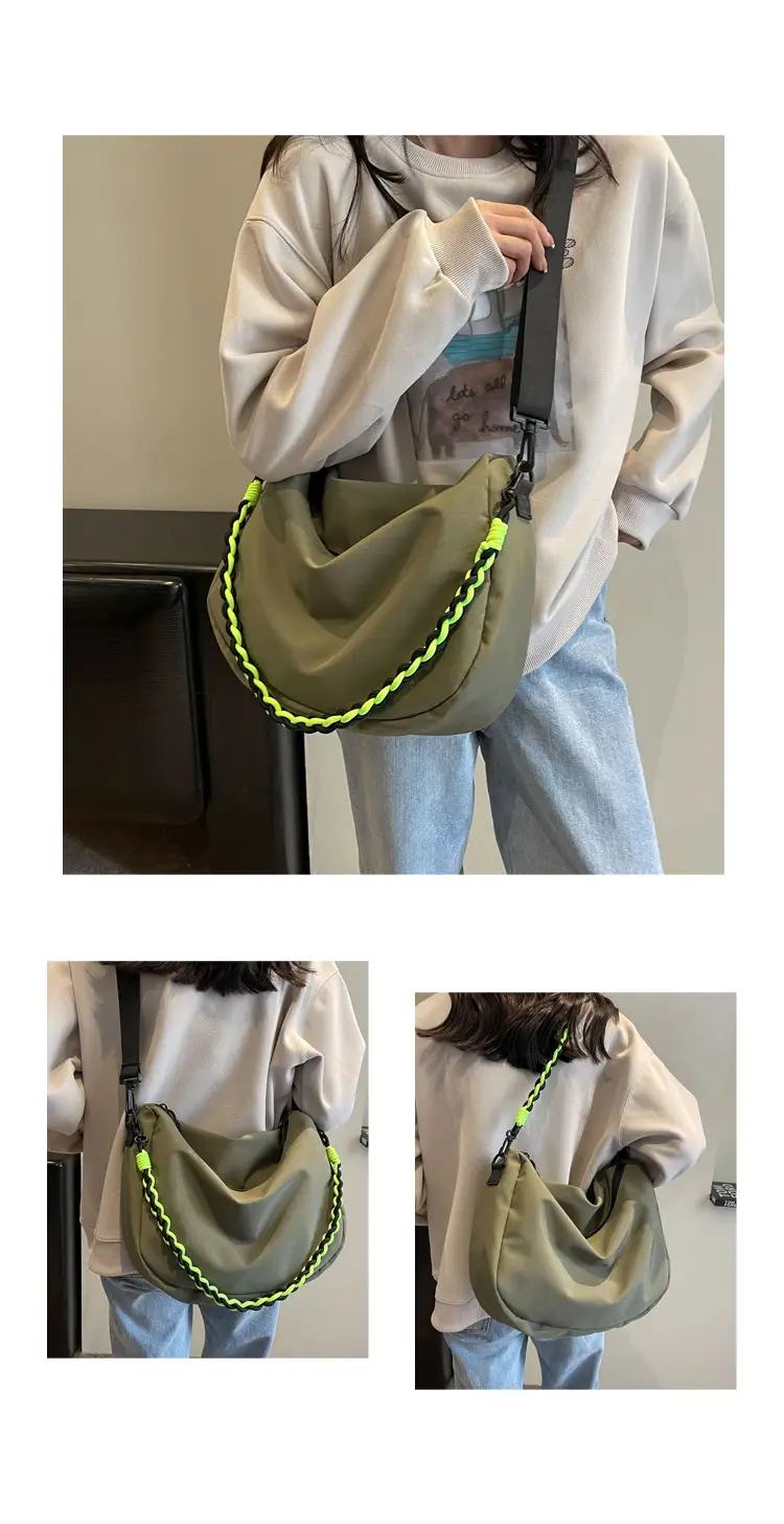 Black Neon Stitched Women's Shoulder Bag Large Capacity — feature 19