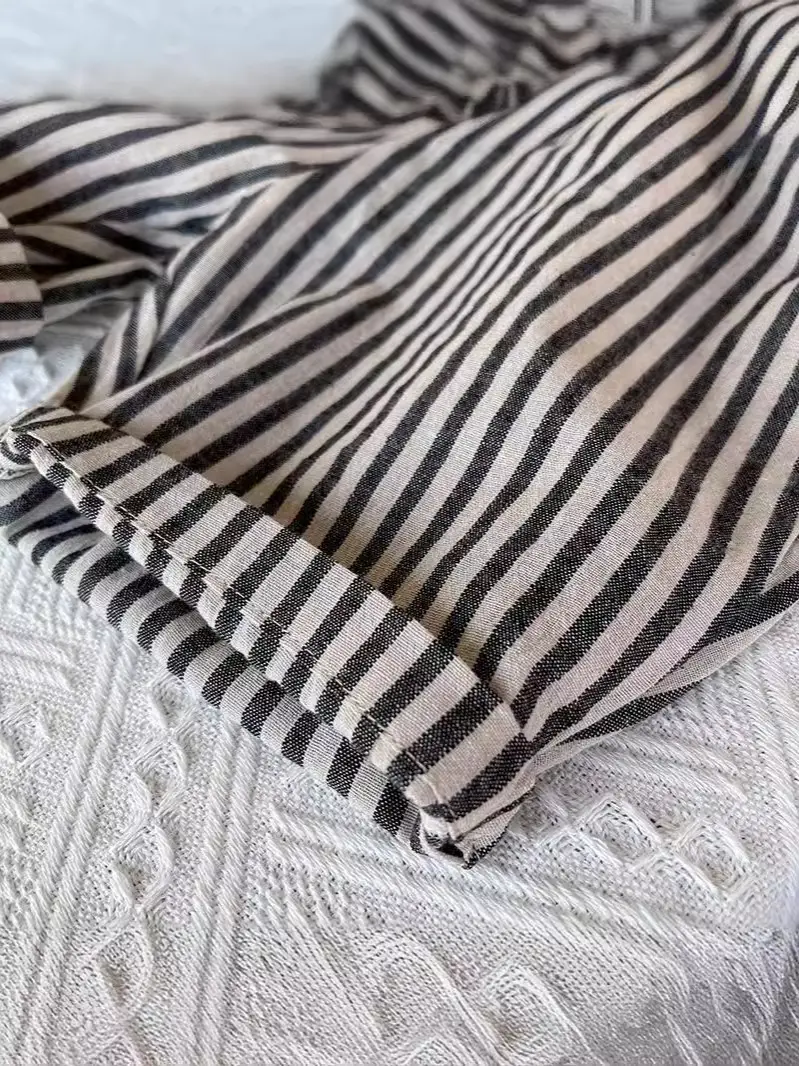 Boys Summer T-Shirt Pants Set Gray Striped Cropped Shorts