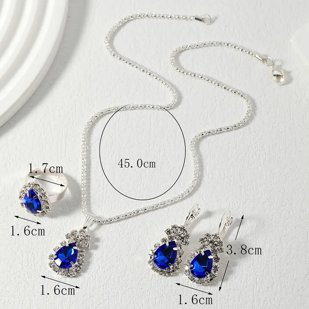 Blue Sapphire Heart Jewelry Set for Women — feature 10