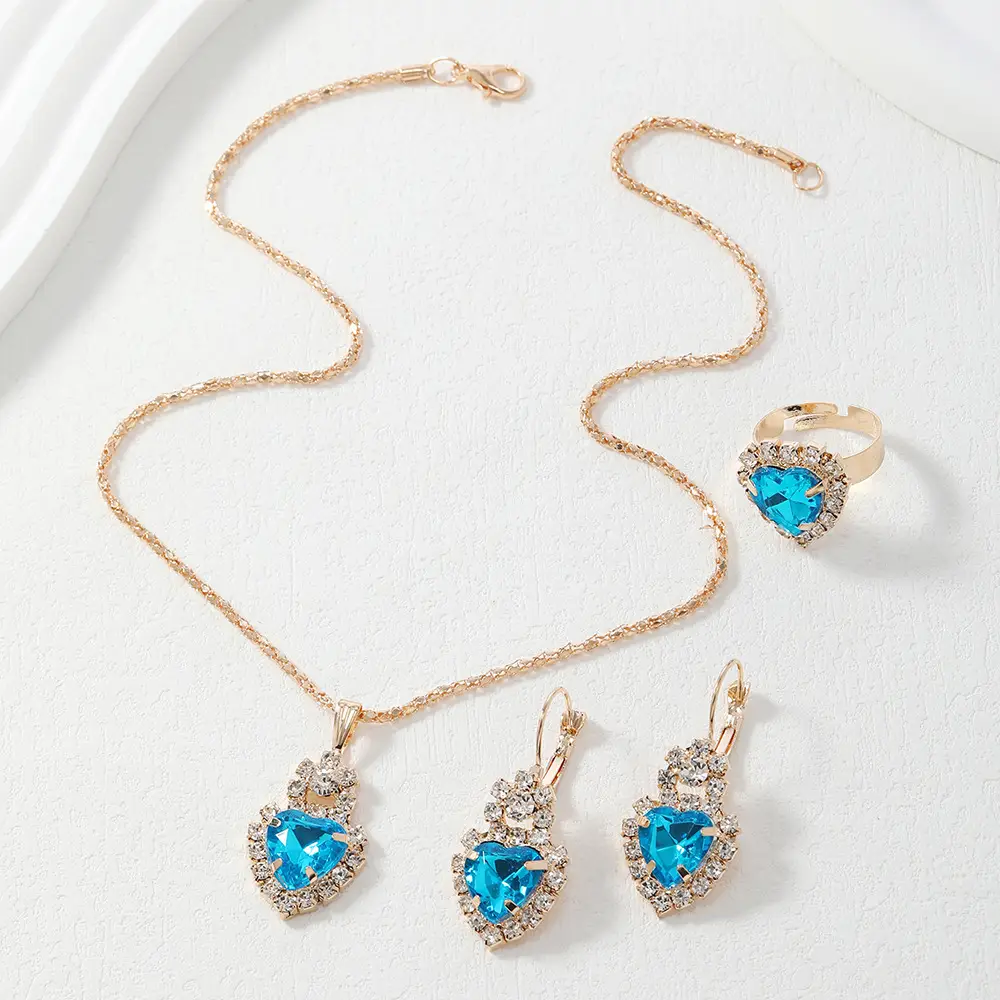 Blue Sapphire Heart Jewelry Set for Women — feature 15