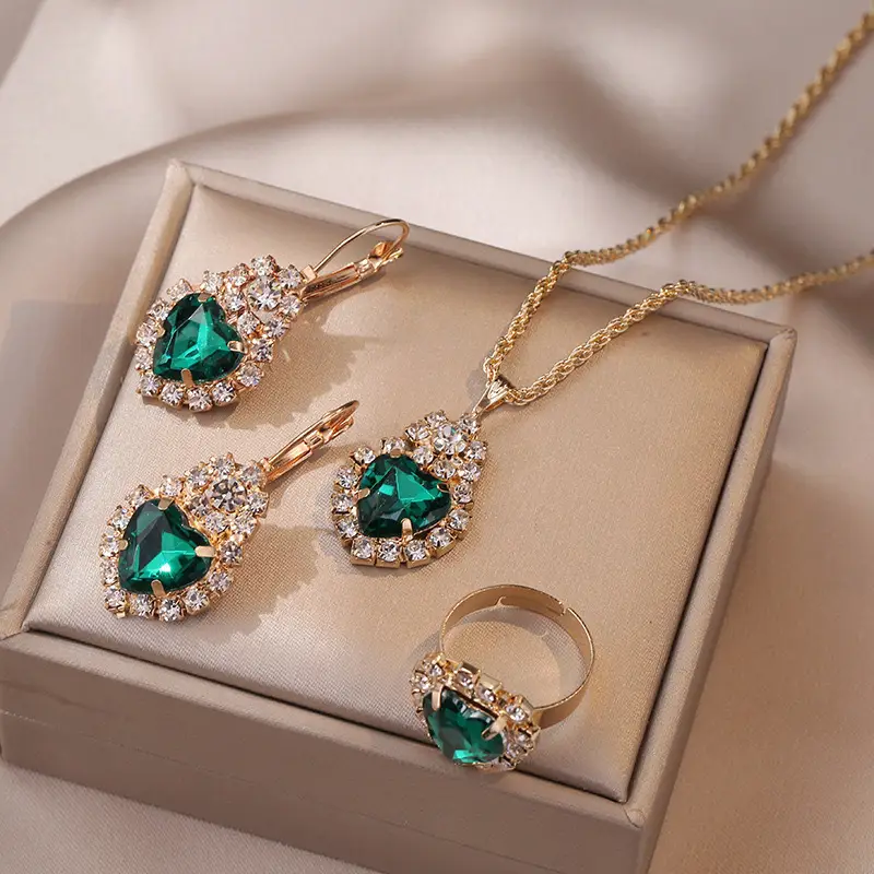 Blue Sapphire Heart Jewelry Set for Women - Image 22