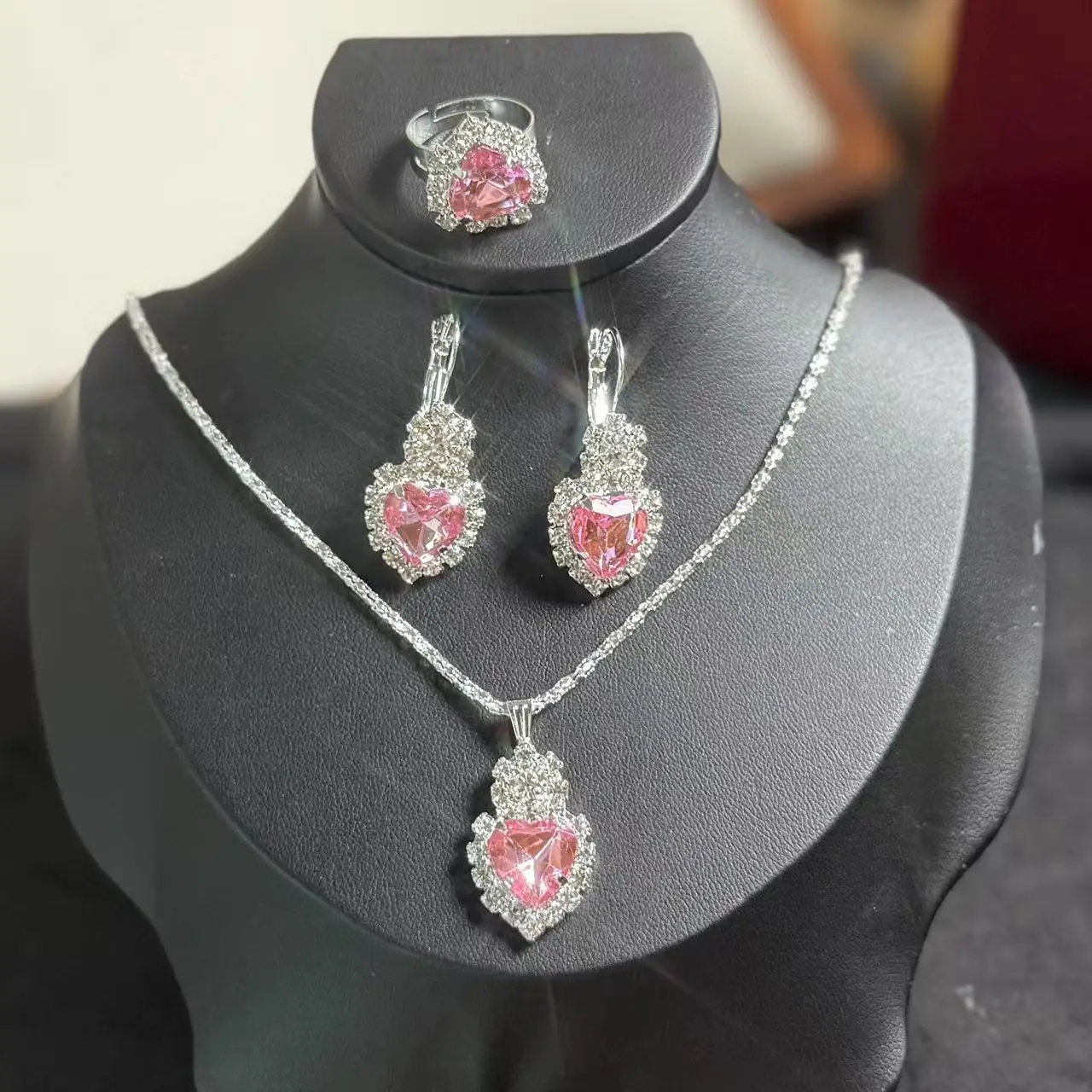 Blue Sapphire Heart Jewelry Set for Women - Image 3
