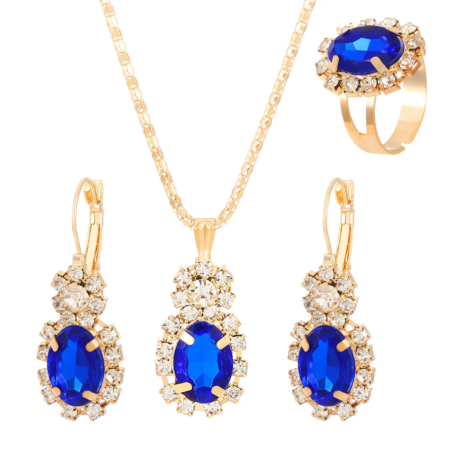 Blue Sapphire Heart Jewelry Set for Women - Image 32