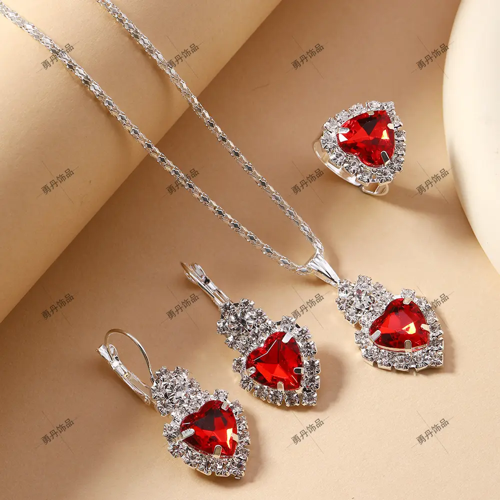 Blue Sapphire Heart Jewelry Set for Women - Image 4