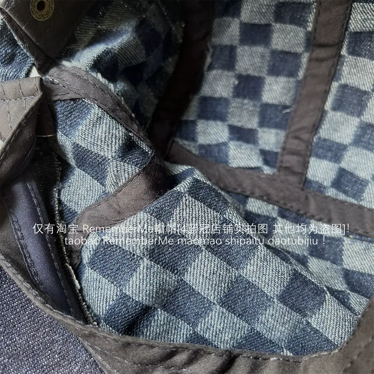 Women Checkered Wash Denim Cap Adjustable Big Head Circumference — feature 15