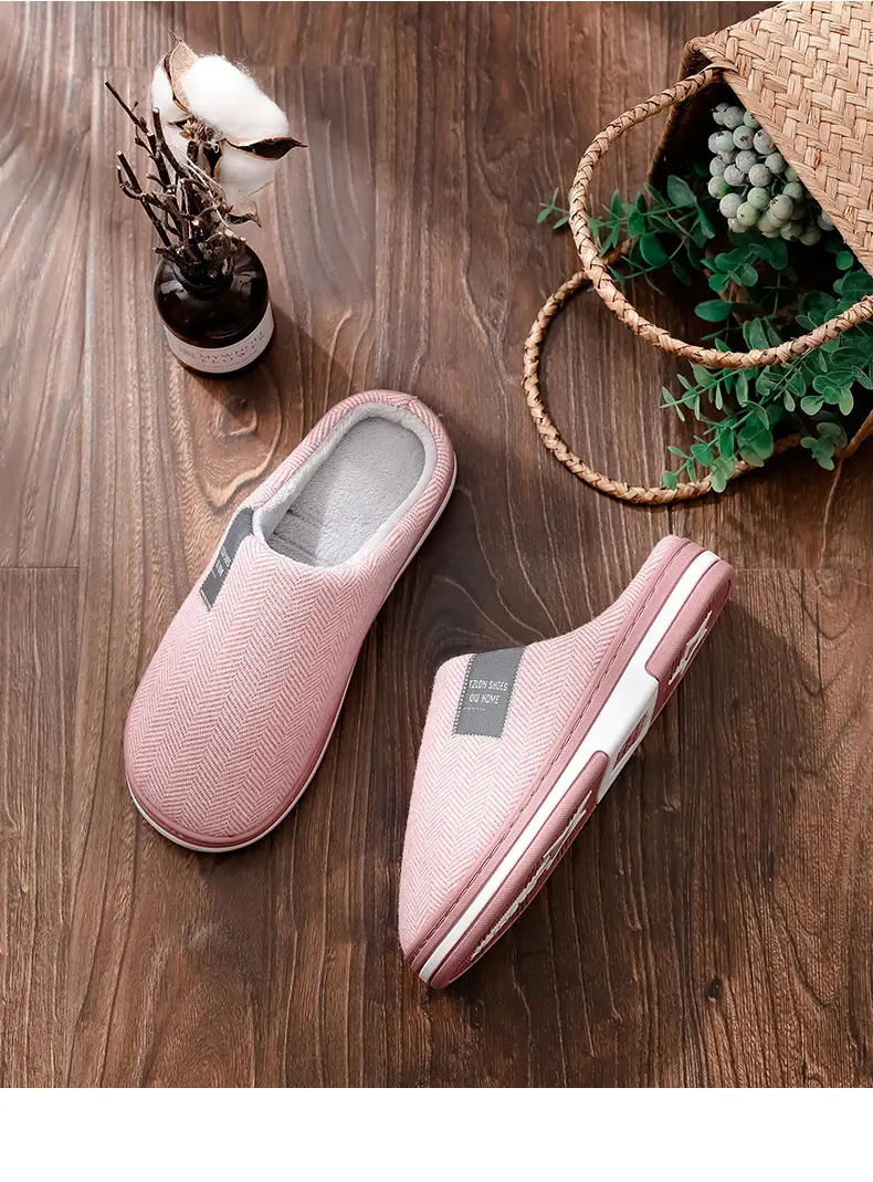 Men's Cotton Herringbone Slippers Winter Warm Non-Slip — feature 17