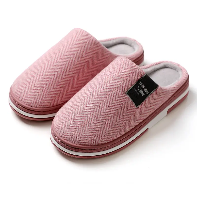 Men's Cotton Herringbone Slippers Winter Warm Non-Slip - Image 4