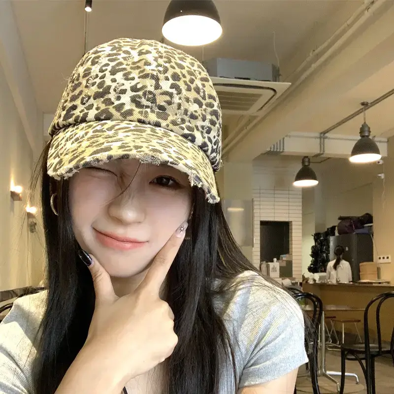 American Retro Leopard Hat for Girls Sun Protection Cap - Image 2