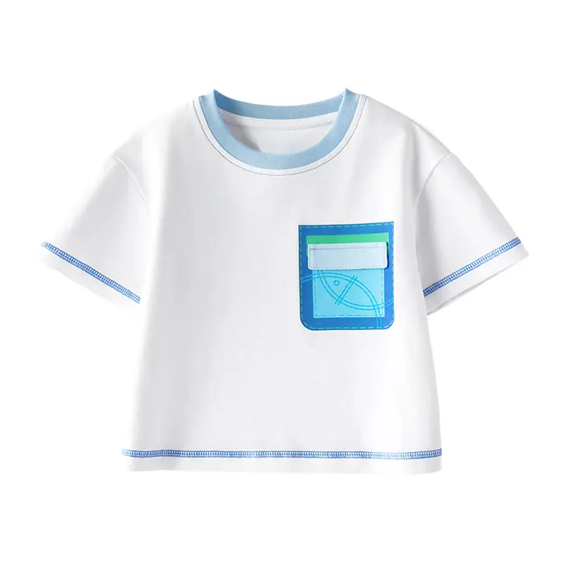 Boys Cotton Color-Block T-Shirt UV Protection Summer - Image 9