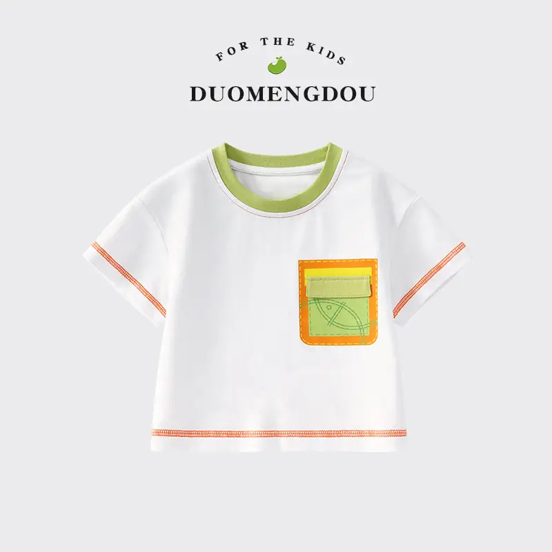Boys Cotton Color-Block T-Shirt UV Protection Summer - Image 2