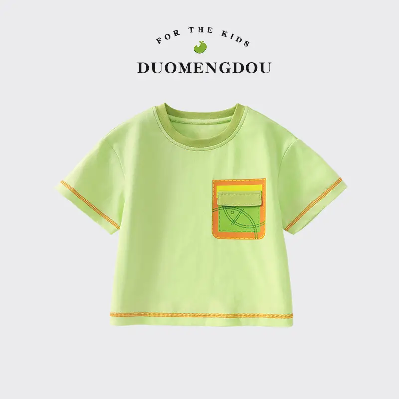 Boys Cotton Color-Block T-Shirt UV Protection Summer - Image 3