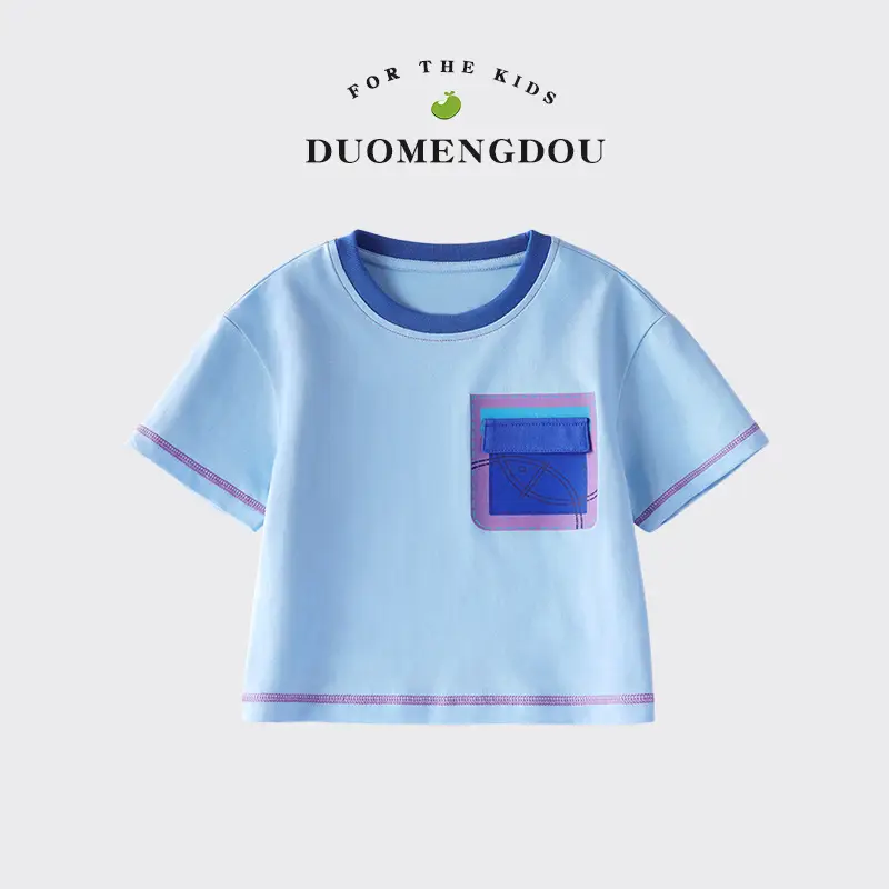 Boys Cotton Color-Block T-Shirt UV Protection Summer - Image 4