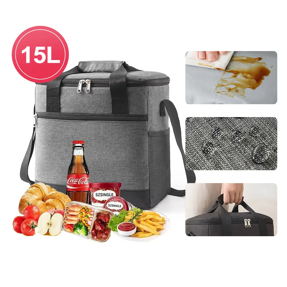 15L Portable Ice Bag Waterproof Oxford Cloth Shoulder Lunch Bag - Image 6