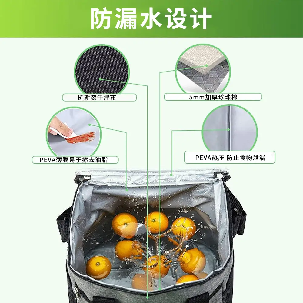 15L Portable Ice Bag Waterproof Oxford Cloth Shoulder Lunch Bag - Image 7