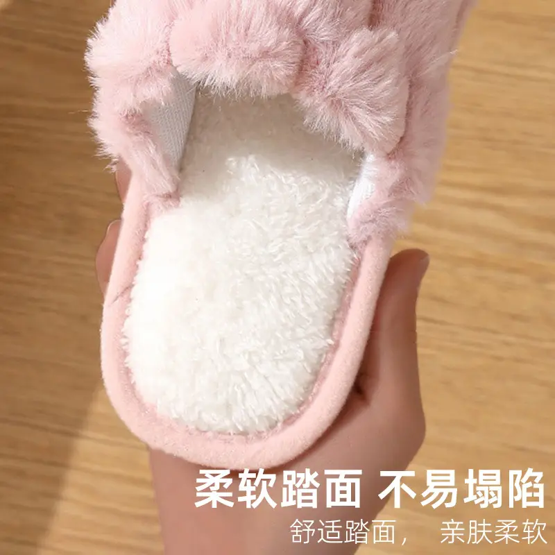 Cross-border new wholesale Mao Mao slippers home thick-soled warm non-slip cotton slippers thickened fleece-lined open cotton slippers
