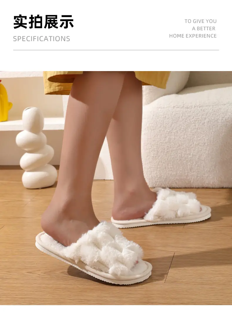 Cross-border new wholesale Mao Mao slippers home thick-soled warm non-slip cotton slippers thickened fleece-lined open cotton slippers — feature 11