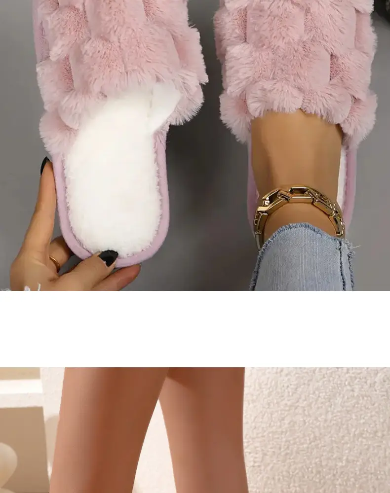 Cross-border new wholesale Mao Mao slippers home thick-soled warm non-slip cotton slippers thickened fleece-lined open cotton slippers — feature 17