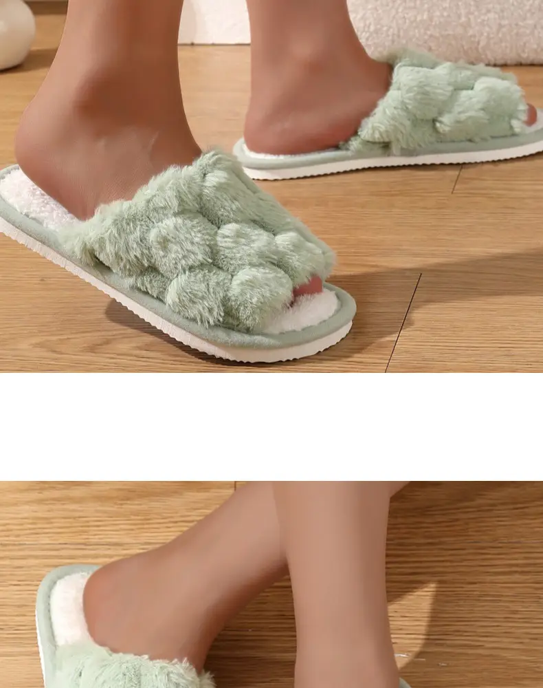 Cross-border new wholesale Mao Mao slippers home thick-soled warm non-slip cotton slippers thickened fleece-lined open cotton slippers — feature 18