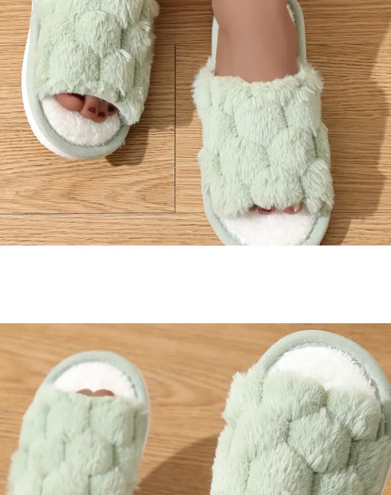 Cross-border new wholesale Mao Mao slippers home thick-soled warm non-slip cotton slippers thickened fleece-lined open cotton slippers — feature 19