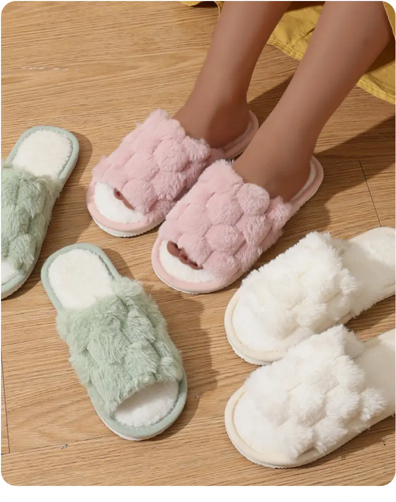Cross-border new wholesale Mao Mao slippers home thick-soled warm non-slip cotton slippers thickened fleece-lined open cotton slippers — feature 2