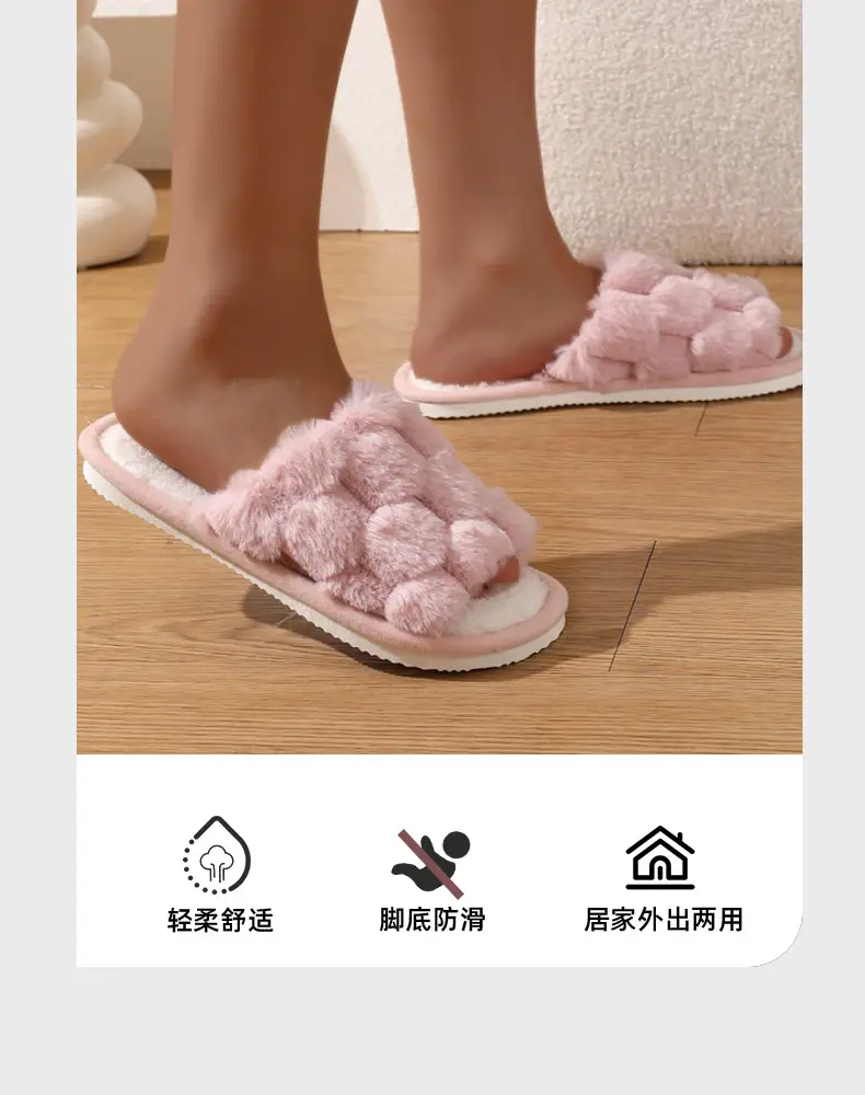 Cross-border new wholesale Mao Mao slippers home thick-soled warm non-slip cotton slippers thickened fleece-lined open cotton slippers — feature 7