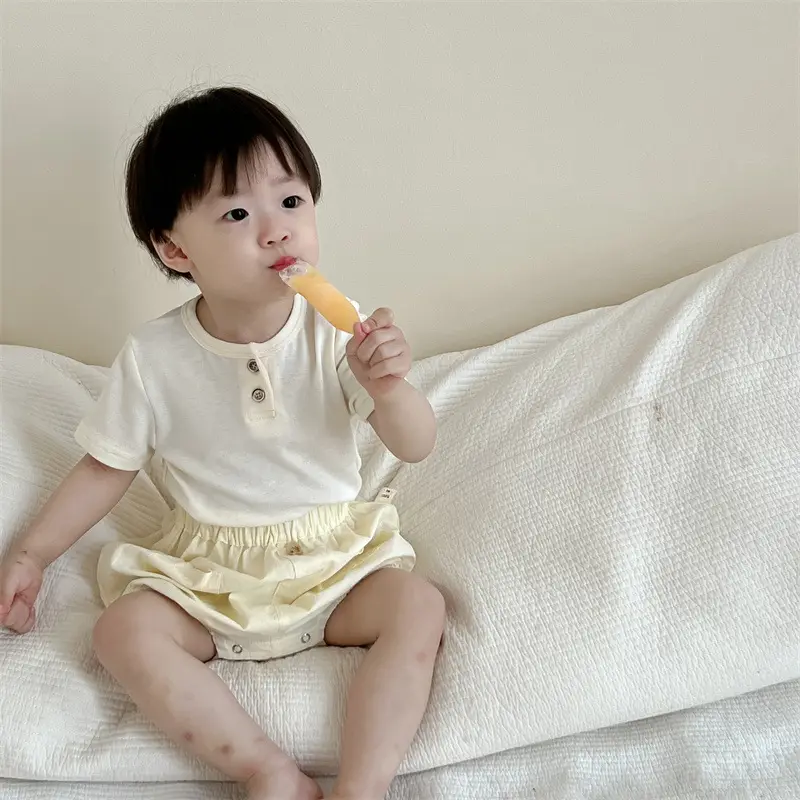 Baby Summer Shorts T-Shirt Set Yellow Korean Style
