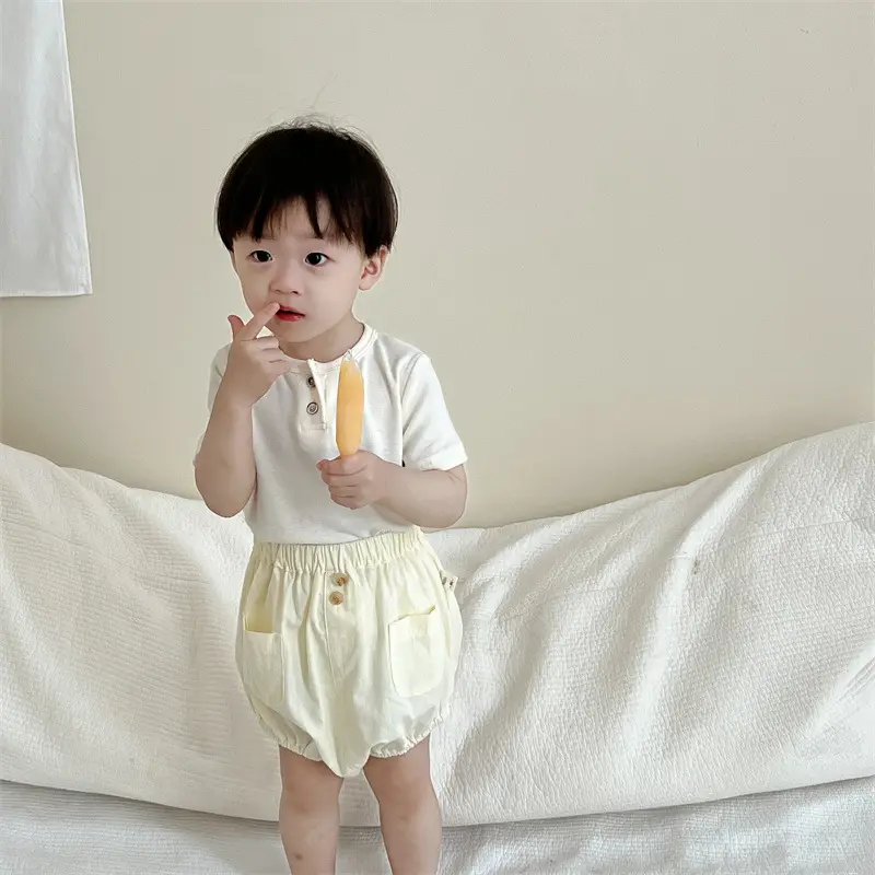 Baby Summer Shorts T-Shirt Set Yellow Korean Style