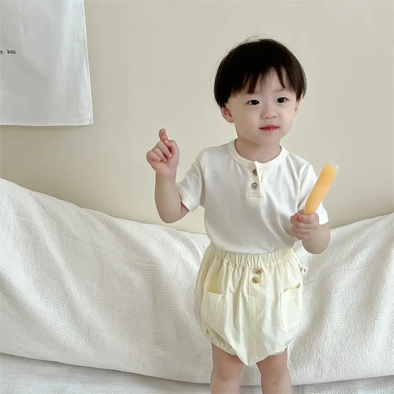 Baby Summer Shorts T-Shirt Set Yellow Korean Style — feature 3