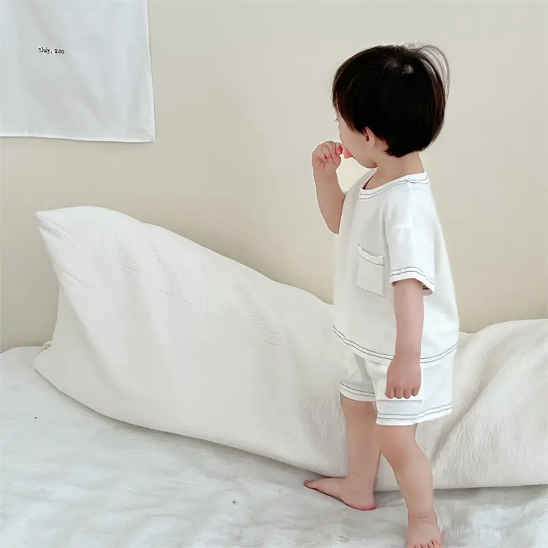 Baby White Short Sleeve T-Shirt Shorts Set - Image 6