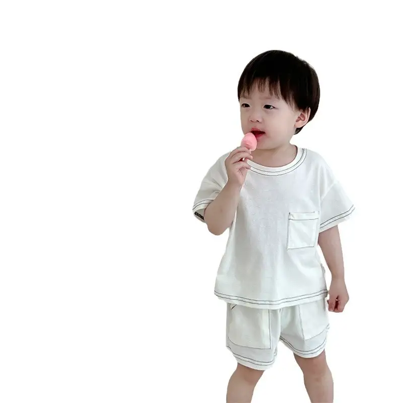 Baby White Short Sleeve T-Shirt Shorts Set - Image 7