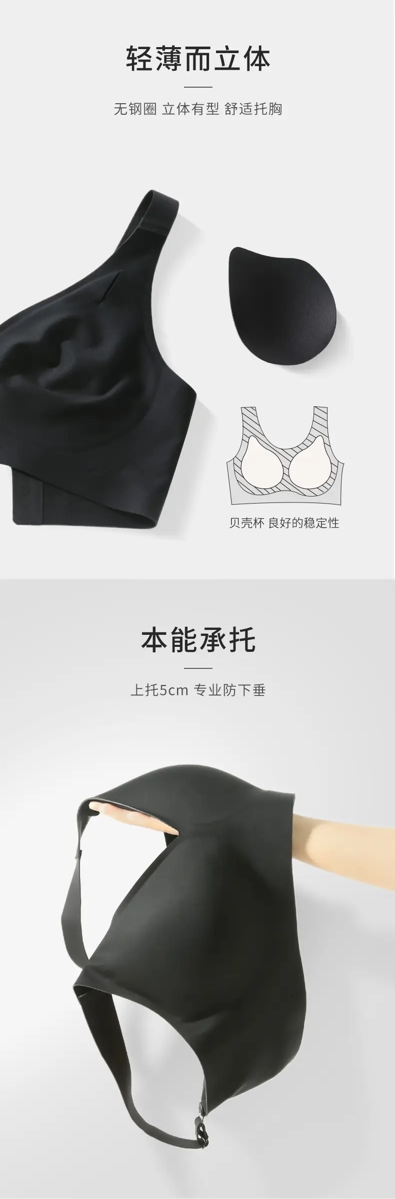 Cross-Border Large Cup Bra for Women with Large Busts, Minimizing Effect, Deep V, Thin Style, Push-Up, Wireless, F Cup, Foreign Trade Ozon Plus Size Bra — feature 6