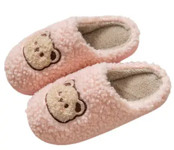 Women Winter Plush Cotton Slippers Brown Bear Design - Image 3