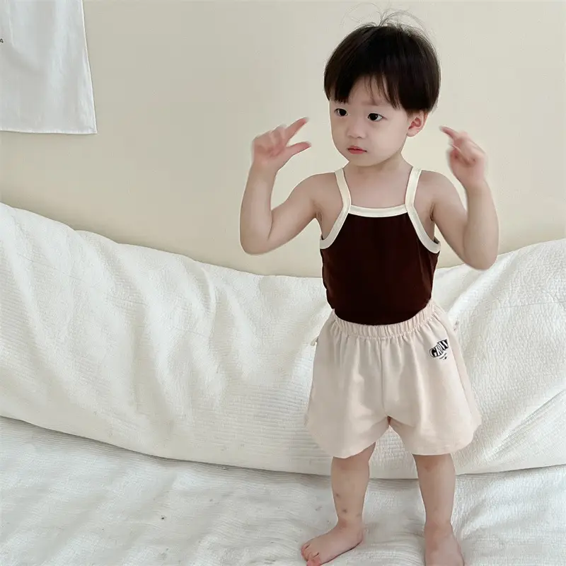 Baby Cotton Summer Sling T-Shirt Shorts Suit Korean Style