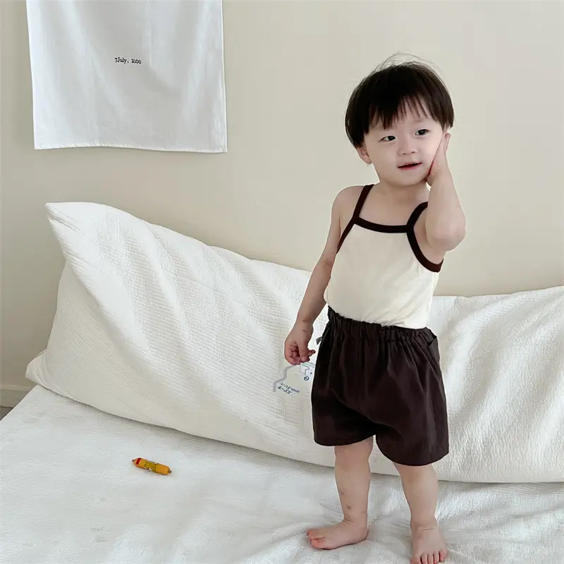 Baby Cotton Summer Sling T-Shirt Shorts Suit Korean Style