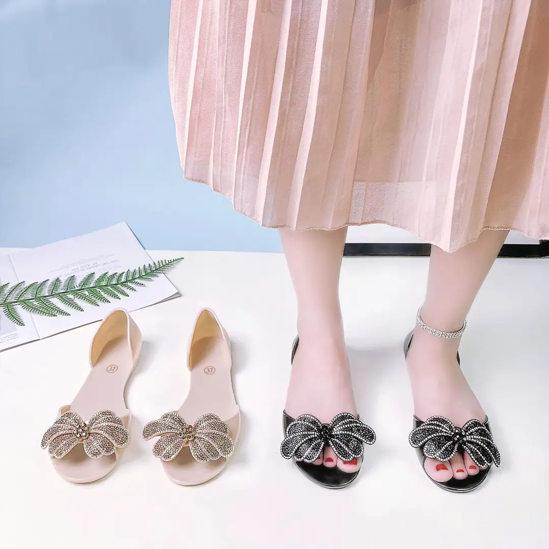 Temu One-Piece Dropshipping New Women's Shoes Peep-Toe Shoes Transparent Rhinestone Crystal Shoes Comfortable Casual Flat Shoes - Image 6