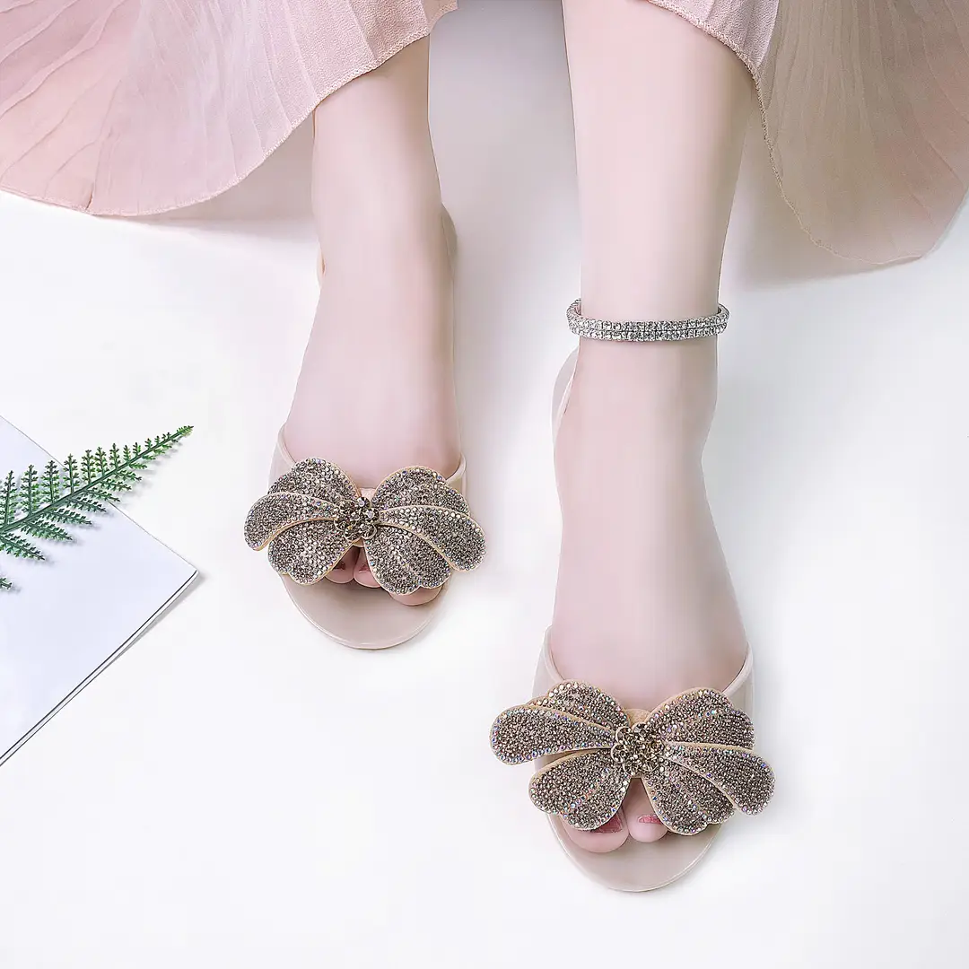 Temu One-Piece Dropshipping New Women's Shoes Peep-Toe Shoes Transparent Rhinestone Crystal Shoes Comfortable Casual Flat Shoes - Image 8