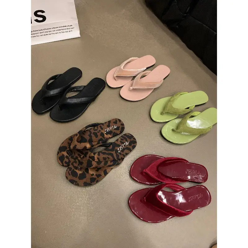 Women's Leopard Print Silver Flip Flops Summer - Image 7