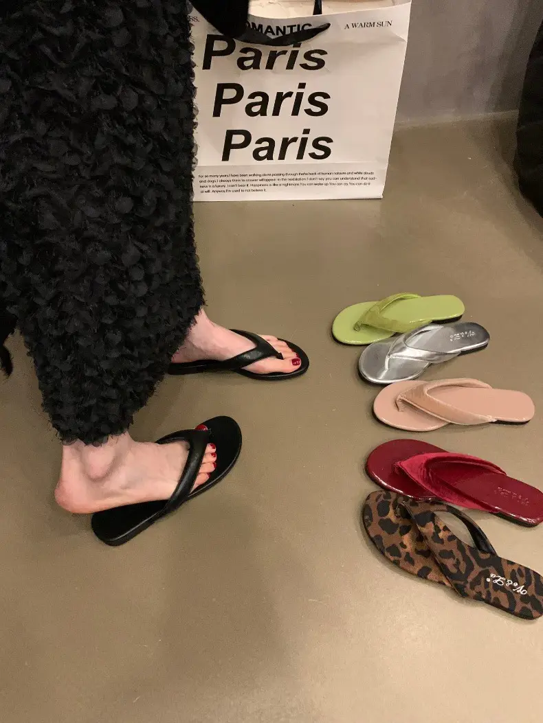 Women's Leopard Print Silver Flip Flops Summer — feature 13