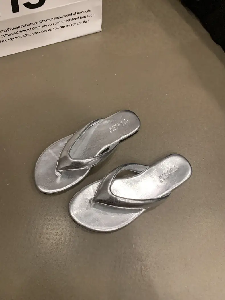 Women's Leopard Print Silver Flip Flops Summer — feature 22