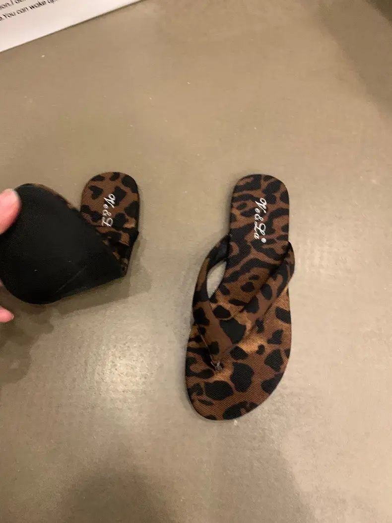 Women's Leopard Print Silver Flip Flops Summer — feature 28