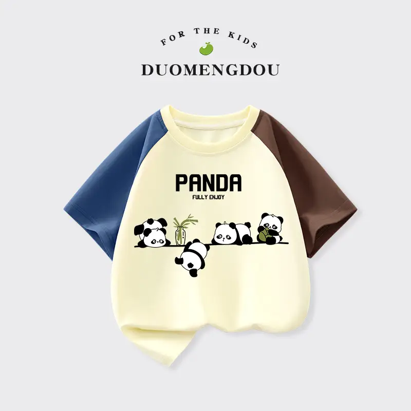 Boys Cotton T-Shirt with Lucky Design, Brown Black, Short Sleeve - Image 17