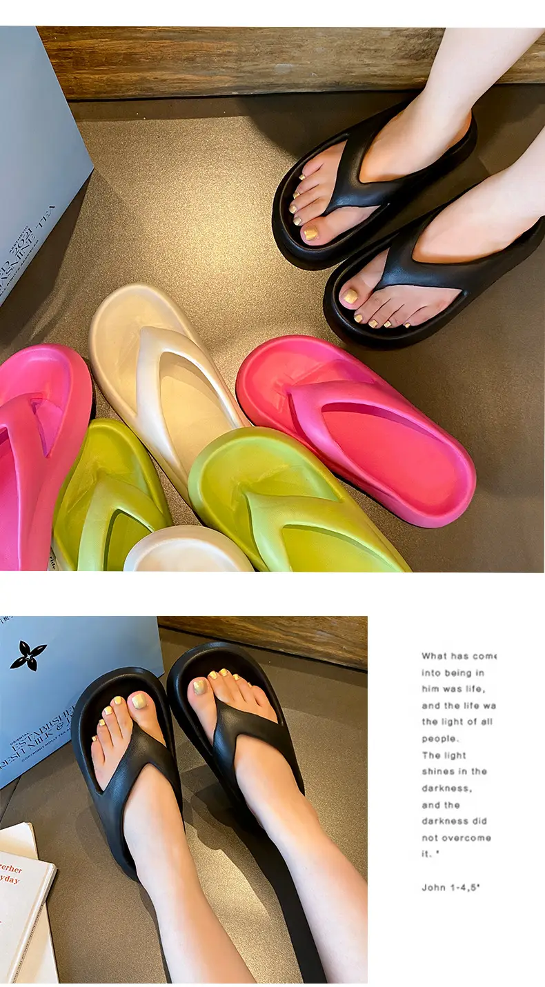 Flip-flops Women's Wholesale Summer Indoor Home Leisure Beach Thick Bottom Sandals Outer Wear Increased Clip Foot Anti-slip — feature 14