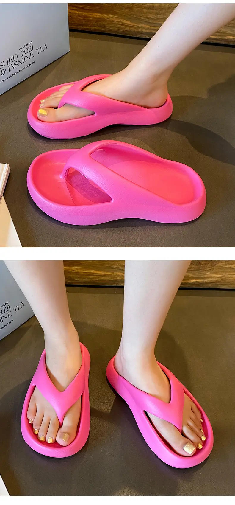Flip-flops Women's Wholesale Summer Indoor Home Leisure Beach Thick Bottom Sandals Outer Wear Increased Clip Foot Anti-slip — feature 16