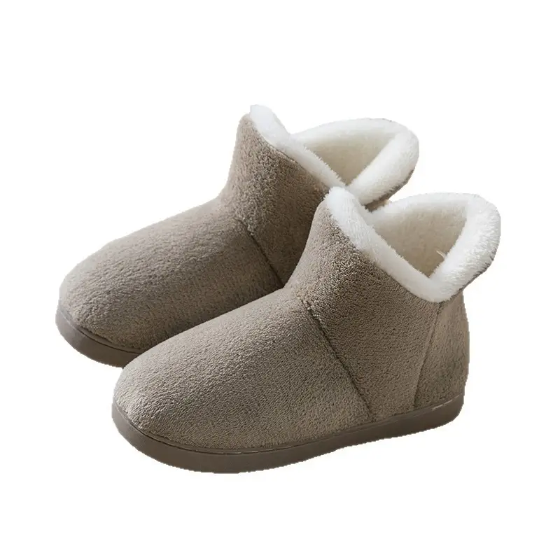 Women's Fleece-Lined Warm Heel Slippers Brown - Image 6